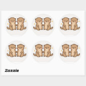 Kawaii Otters Holding Hands Sticker ラウンドシール (シート)