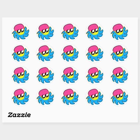 Kawaii Pan Pride Octopus Stickers ラウンドシール (シート)