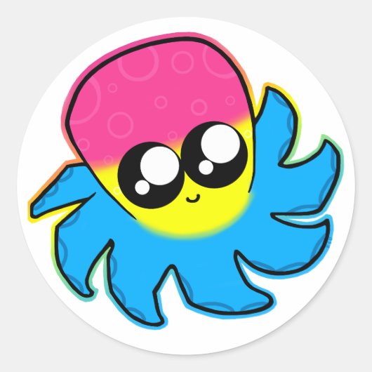 Kawaii Pan Pride Octopus Stickers ラウンドシール (正面)