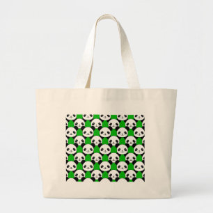 Kawaii Panda Bear Pattern ラージトートバッグ
