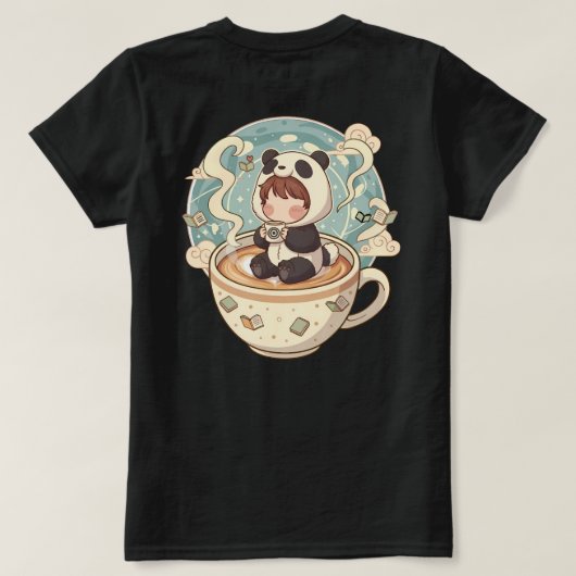 Kawaii Panda Brew Women's Cotton Tee Tシャツ (デザイン裏面)