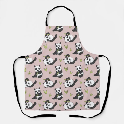 Kawaii Panda Cartoon Animal Pattern Cute Summer エプロン (正面)
