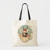 Kawaii Panda Coffee Canvas Tote Bag トートバッグ (正面)