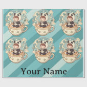 Kawaii Panda Coffee Gift Wrap Paper ラッピングペーパー (フラット)