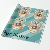 Kawaii Panda Coffee Gift Wrap Paper ラッピングペーパー (アンロールド)