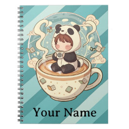 Kawaii Panda Coffee Study Spiral Notebook ノートブック
