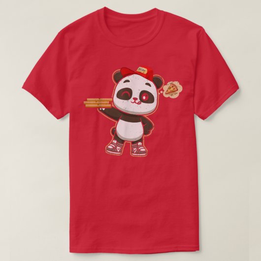 Kawaii Panda Cute Animal Pizza Delivery Funny Pizz Tシャツ (デザイン正面)