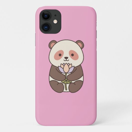 Kawaii Panda — Cute Panda with Lotus on pink Case-Mate iPhoneケース (裏面)