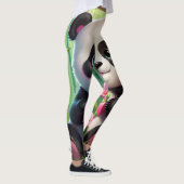 Kawaii Panda Holding Heart in a Bamboo Forest レギンス (右)