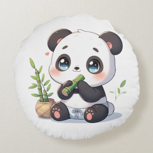 Kawaii Panda Pillow ラウンドクッション (裏面)