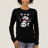 Kawaii Panda Stack Lychee Fruit Japanese Cartoon トライブレンドＴシャツ (正面)
