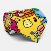Kawaii Party Character Doodles yellow Personalized ネクタイ (ロール)