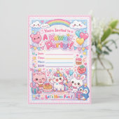 Kawaii Party Invitation – Cute Pastel Birthday  招待状 (スタンド正面)