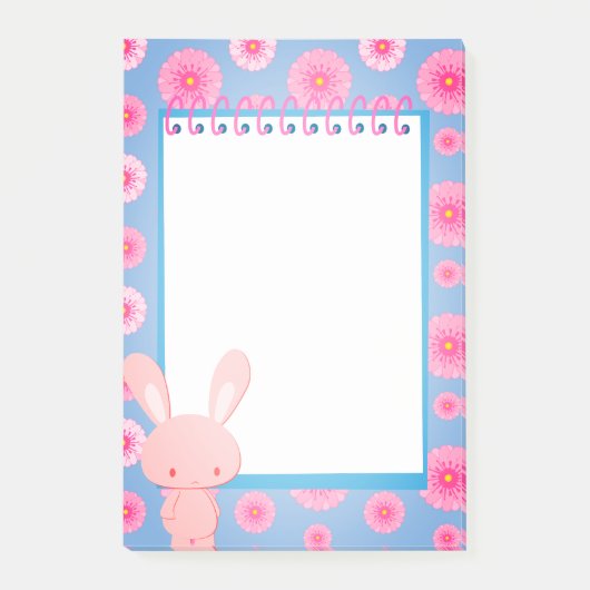 Kawaii pastel Bunny Floral Memo ポストイット (正面)