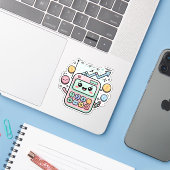 Kawaii Pastel Calculator Finance Student Sticker シール (ノートパソコンとiPhone)