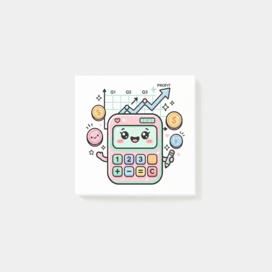 Kawaii Pastel Calculator Finance Student Sticker ポストイット (正面)