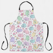 Kawaii Pastel Cats and Flowers Pattern  エプロン (正面)