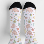 Kawaii Pastel Cats and Flowers Pattern Socks ソックス (上部)
