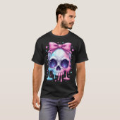 Kawaii Pastel Goth Creepy Bowtie Girl Skull Hallow Tシャツ (正面フル)