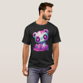 Kawaii Pastel Goth Creepy Cute Pink Zombie Panda Tシャツ (正面フル)