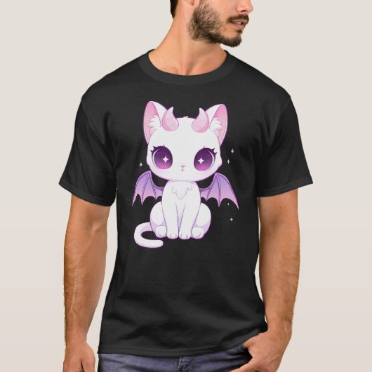 Kawaii Pastel Goth Creepy Cute Witchy Demon Winged Tシャツ (正面)