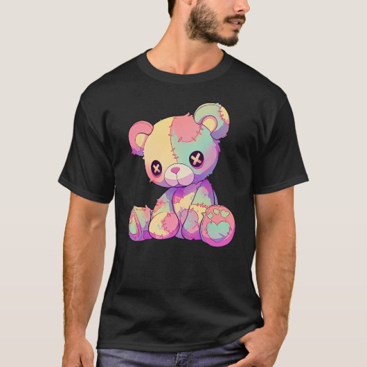 Kawaii Pastel Goth Creepy Cute Witchy Patchwork Te Tシャツ (正面)