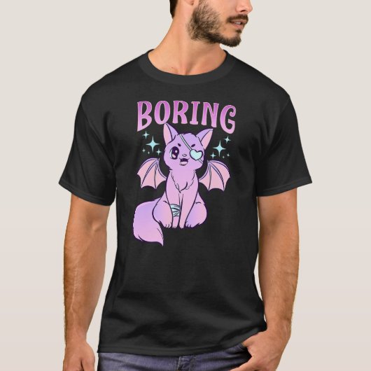 Kawaii Pastel Goth Cute Creepy Bat Cat Anime Theme Tシャツ (正面)