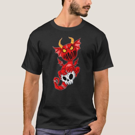 Kawaii Pastel Goth Cute Creepy Red Demon Dragon & Tシャツ (正面)
