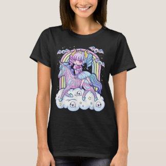 Kawaii Pastel Goth Cute Creepy Sugar Skull Unicorn Tシャツ