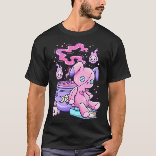 Kawaii Pastel Goth Cute Creepy Witchy Bear Shirt Tシャツ (正面)