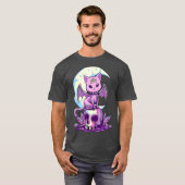 Kawaii Pastel Goth Cute Creepy Witchy Cat and Tシャツ (正面フル)