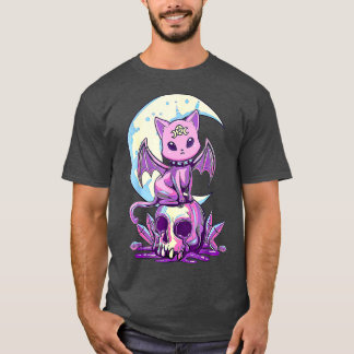 Kawaii Pastel Goth Cute Creepy Witchy Cat and Tシャツ