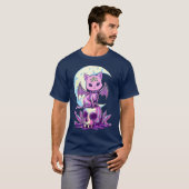 Kawaii Pastel Goth Cute Creepy Witchy Cat and Tシャツ (正面フル)