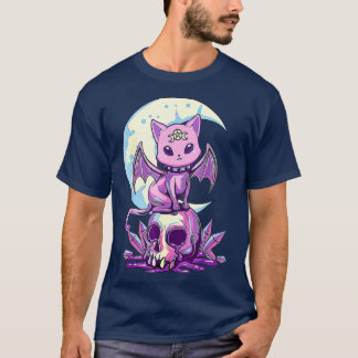 Kawaii Pastel Goth Cute Creepy Witchy Cat and Tシャツ