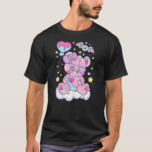 Kawaii Pastel Goth Cute Scary Bear Tシャツ (正面)