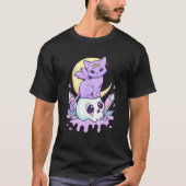Kawaii Pastel Goth Cute Scary Witchy Cat and Skull Tシャツ (正面)