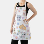 Kawaii Pastel Kitten and Floral Pattern Apron エプロン (インサイチュ)
