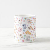 Kawaii Pastel Kittens and Flowers Pattern Mug コーヒーマグカップ (中央)