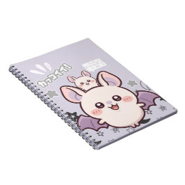 Kawaii Pastel Lavender Bat & Baby Notebook – Cute  ノートブック