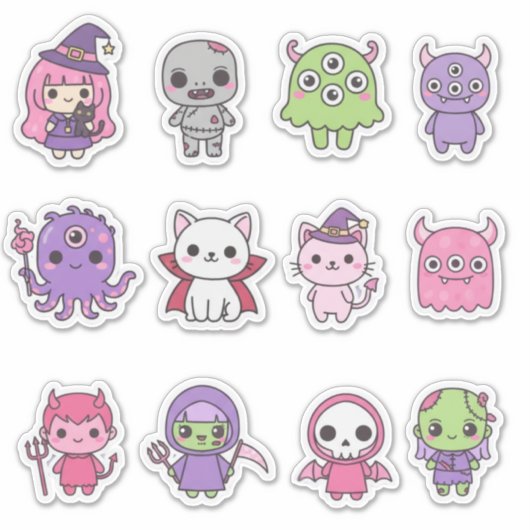 Kawaii Pastel Monster Mash Sticker Pack シール (正面)