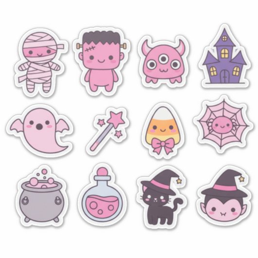 Kawaii Pastel Monster Squad Sticker Pack シール (正面)