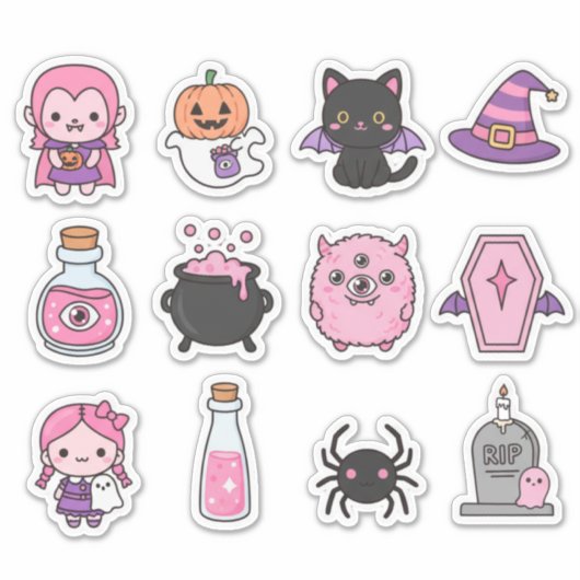 Kawaii Pastel Vampire & Friends Sticker Pack  シール (正面)