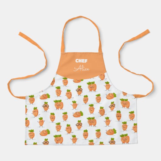 Kawaii pattern of fun carrots エプロン (正面)