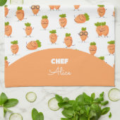 Kawaii pattern of fun carrots キッチンタオル (折り畳み)