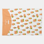 Kawaii pattern of fun carrots キッチンタオル (横)
