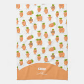 Kawaii pattern of fun carrots キッチンタオル (縦)
