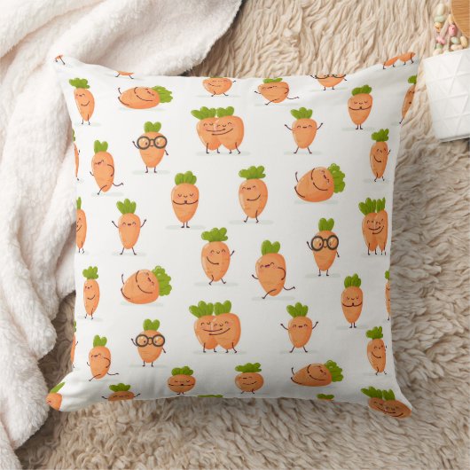 Kawaii pattern of fun carrots クッション (ブランケット)
