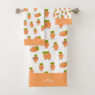 Kawaii pattern of fun carrots バスタオルセット