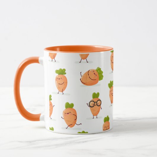 Kawaii pattern of fun carrots マグカップ (左)