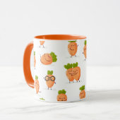 Kawaii pattern of fun carrots マグカップ (正面左)